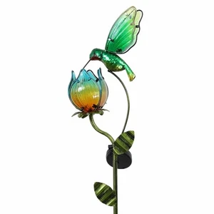 Glass Flower Bird Pathway Solar Outdoor Light for Garden Decor, 41'' Tulip an... - Picture 1 of 8
