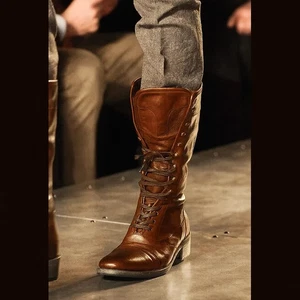 Handgefertigte Militärstil Lederstiefel Braun Kampf Lederstiefel für Herren - Bild 1 von 4