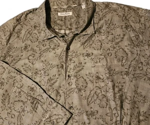 Tommy Bahama 4XL Tropical Palm Tree LS Button Down Pima Cotton Shirt Gray - Picture 1 of 8