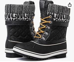 GLOBALWIN Woman’s size 6.5 Winter Boots Waterproof Snow 1910 Grey Black/Prints - Picture 1 of 14