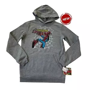 Marvel Gray Fleece Spiderman Printed Hoodie Youth Size Medium | 28-7 - Picture 1 of 7
