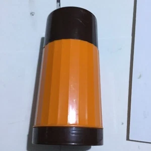 Vintage Aladdin Orange Brown Coffee / Tea Flask Campervan Picnic .See Photos - Picture 1 of 18