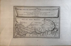 1763 Carta Del Corso Del Rio delle Amazzoni Mappa Antica Originale Coltellini - Foto 1 di 2