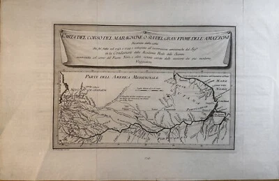 1763 Chart Of The Course Of The Amazon River Original Antique Map Coltellini - Image 1 of 2