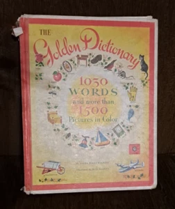 THE GOLDEN DICTIONARY 1944 A GIANT GOLDEN BOOK (1030 words more than 1500 Pics) - Picture 1 of 6