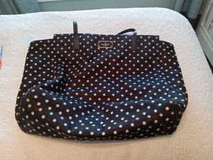 KATE SPADE Canvas Tote XL Shopping Beach Work Bag Tote Purse Polka Dot Shopping - Picture 1 of 5