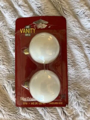 40 Watt G-16 1/2 Value Bright Vanity Light Bulbs White Globe Candelabra Set Of 2 - Image 1 of 2