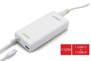 Bardzo cienki uniwersalny adapter o mocy 112 W, 1 port USB-A i 1 port USB-C PD 3 - Zdjęcie 1 z 2
