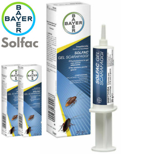 Bayer SOLFAC GEL INSETTICIDA SCARAFAGGI ESCA FORMICHE BLATTE CIMICI SIRINGA 20g
