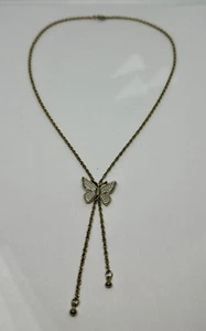 Vintage 1979 Avon Butterfly 17” Silver & Gold Tone Lariat Dangle Style Necklace - Picture 1 of 5