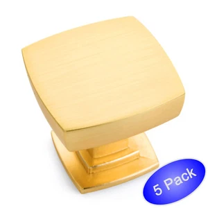 *5 Pack* Cosmas Cabinet Hardware Brushed Gold Square Cabinet Knob #5232BG - Picture 1 of 1