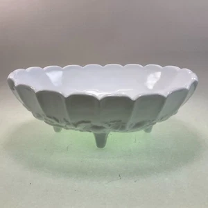 Indiana Milk Glass Footed Harvest Garland White Centerpiece Footed Bowl 12" - Picture 1 of 4