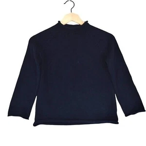 Crewcuts Fisherman Sweater Rolled Edge Navy Knit Size 6-7 Kids Minimal - Picture 1 of 6