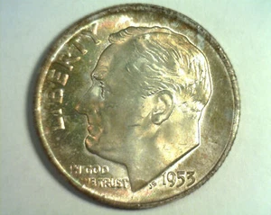 1953-D ROOSEVELT GROSCHEN AUSWAHL BANKFRISCH + CH. UNC.+ ATTRAKTIVE TONUNG / FARBE - Bild 1 von 2