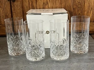 4 BLOCK 24% Lead Crystal OLYMPIC High Ball 6" Tumblers Glasses Czech **ONE CHIP - Picture 1 of 11
