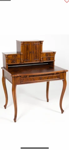 extrodinary burl antique french writing desk queen anne style clean 1800s Cover
