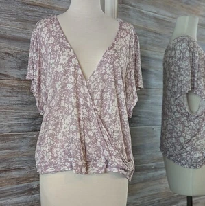 Lucky Brand Top Blouse Faux Wrap Size XL Light Purple - Picture 1 of 11