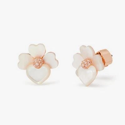 NWT Kate Spade Precious Pansy Pearl Flower Stud Earrings $58 Rose Gold - Image 1 of 4