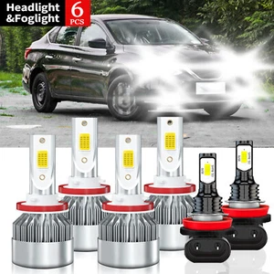 For Nissan Sentra 2013-2023 LED Headlight Bulbs High/Low Beam+Fog Light Kit 6x - Picture 1 of 11