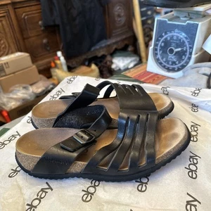 Mephisto Women’s Black Leather Sandals Shoes Cork Bed Size 39 (EU) 8.5-9 (US) - Picture 1 of 13