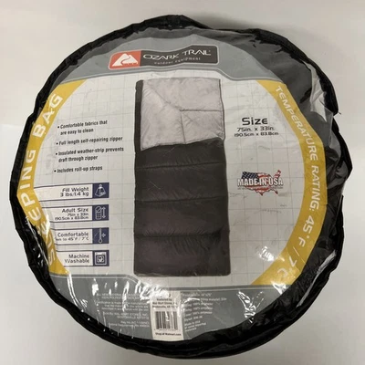 Saco de dormir Ozark feito nos EUA 75” X 33” preto - Imagem 1 de 4