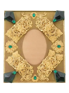 RELIEF DESIGN GILDED BRASS PICTURE FRAME MARKED - Picture 1 of 7