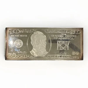 1998 $50 Dollar Silver Proof Note 4 oz .999 Fine Silver COOL TONING Rare - Picture 1 of 8