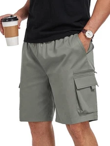Mens Cargo Shorts with 6 Pockets Drawstring Waist Zipper Fly Casual Summer - Picture 1 of 13