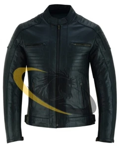 Große Größen Herren Lederjacke Biker + Schutzeinlagen Motorradfahrer - Bild 1 von 4