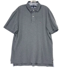 Tommy Hilfiger Men Large Polo Shirt Classic Fit Short Sleeve Gray - Picture 1 of 15
