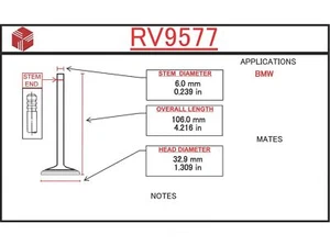 Engine Intake Valve ITM RV9577 - Picture 1 of 1