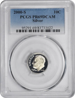 2000-S Roosevelt Dime PR69DCAM Silver PCGS - Image 1 of 2