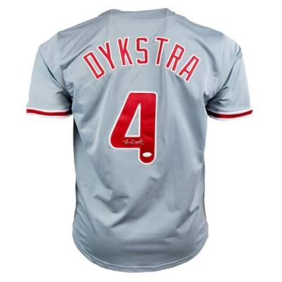 Camiseta de béisbol gris firmada por Lenny Dykstra Philadelphia (JSA) Foto 1 de 2