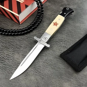 Finka-NKVD KGB Folding Pocket Knife,3.66" Mirror Polished 440C Blade and ABS ... - Picture 1 of 8