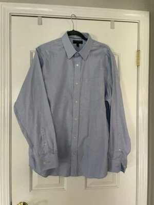 NWOT Banana Republic Dress Shirt Mens XL Blue  & White Slim Fit Non Iron - Imagem 1 de 2