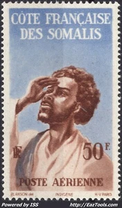 COTE DES SOMALIS POSTE AERIENNE N° 20 NEUF * AVEC CHARNIERE - Picture 1 of 2