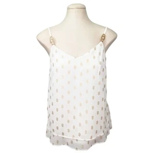 WHBM White House Black Market Cami Bluse Tank Gold Akzente Cocktail Small - Bild 1 von 5