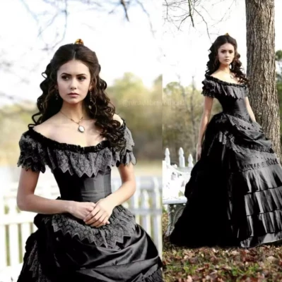 Vestidos de novia vampiro disfraz negro vestido de baile victoriano gótico steampunk Foto 1 de 4