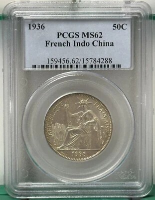 French Indochina 50 Cents 1936 PCGS: MS 62. #C1359 - Image 1 of 2