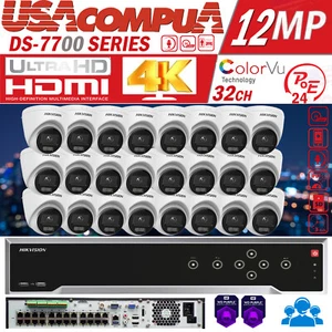 HIKVISION 32CH 4K IP SECURITY CAMERA SYSTEM 12MP 24 POE TURRET COLORVU 4MP W/HDD - Picture 1 of 11