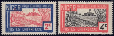 1927- Niger SC# J9-J12 - Architecture - 2 Different - Postage Due Stamps - M-H - Image 1 of 2