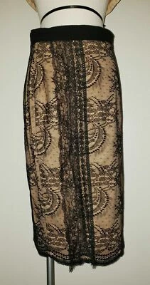 Nueva Falda Lápiz La Perla Negra y Desnuda Encaje Hasta la Rodilla - Talla 46 IT / 10 US Foto 1 de 3