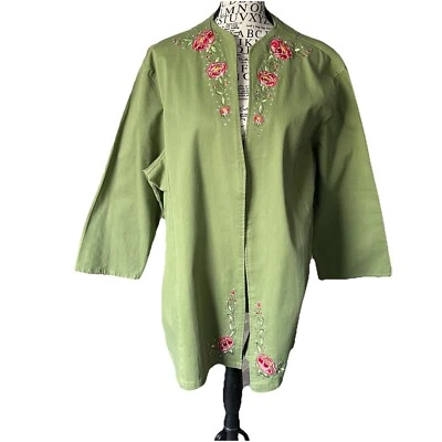 Cárdigan túnica Suzanne Somers para mujer 2X floral bordado estrás cottagecore Foto 1 de 4