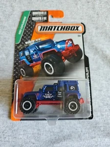 2016 Matchbox JEEP WRANGLER SUPERLIFT Blue 119/125 LITTLE BEND Explorers - Picture 1 of 11