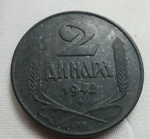 SERBIA Yugoslavia 2 dinara 1942 UNC Germany occupation World War II Nedic Eagle - Picture 1 of 2