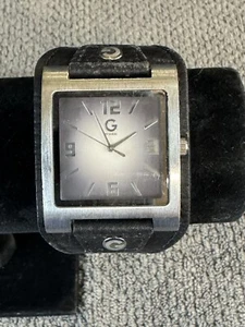 Mens Guess Watch G69018G-2 Square face black leather band new battery - Picture 1 of 5