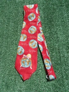 RARE John Lennon Artwork All Silk X-Long Imagine All The People Red Neck Tie - Picture 1 of 5