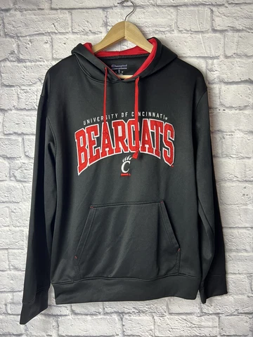 Champion Cincinnati Bearcats Hoodie Mens Medium Black Sweatshirt Fleece NCAA Cover