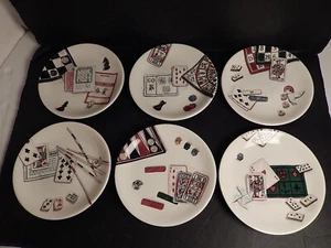 Faiencerie De Gien France Jeux Game Canape Plate Cards Mah-Jong Checkers Go 6pcs - Picture 1 of 1