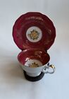 Shafford Red Gold Filigree Design Yellow Rose Tea Cup and Saucer Made In Japan